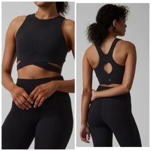 Athleta Medium A-C Black Cutout Limited Conscious Cropped Built-In Bra Tank Top